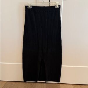 Free People Skyline Black Ribbed Pencil Skirt Size Large